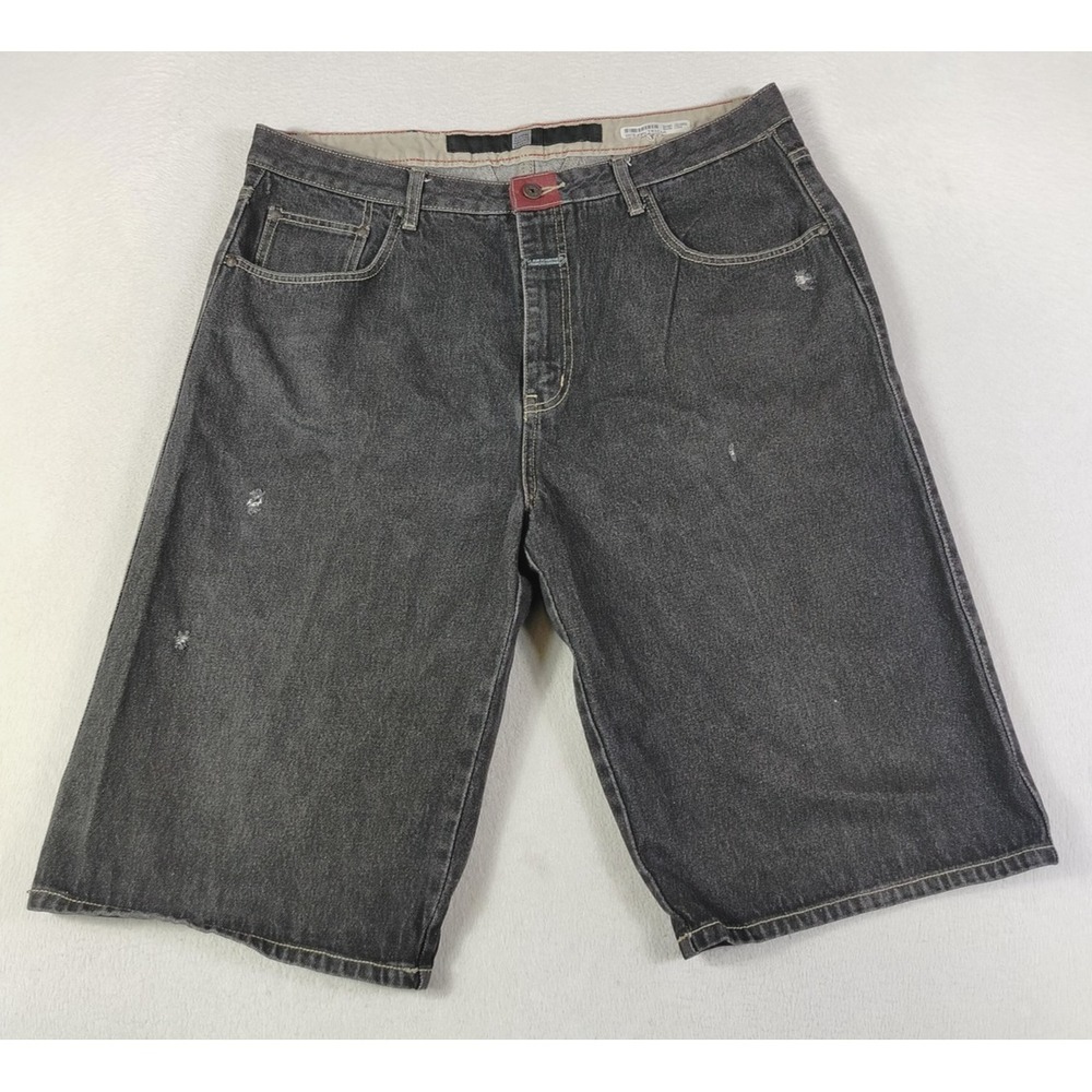 Marithe Francois Girbaud Shorts Mens 38 Black Bermuda Distressed Y2K Streetwear